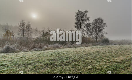 Vue de prés de Paddington à Warrington sur un misty , frosty samedi matin de novembre. Banque D'Images