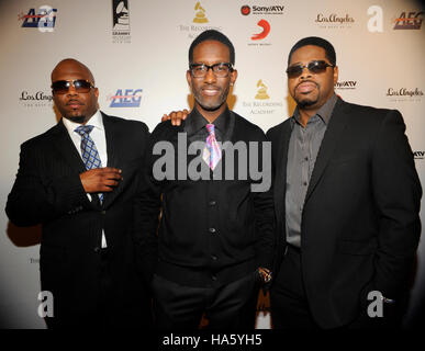 Wanya Morris, Shawn Stockman et Nathan Morris de Boyz II Men assister à la première remise des prix des architectes au GRAMMY Museum le 11 novembre 2013 à Los Angeles, Californie. Banque D'Images