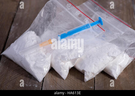 L'héroïne et la prise de drogue Banque D'Images