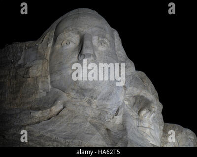 Visages de nuit, Mount Rushmore National Memorial, dans le Dakota du Sud. Banque D'Images