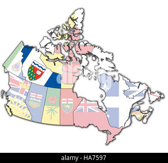 Territoires du Nord-Ouest de l'administration carte du Canada avec des drapeaux Banque D'Images