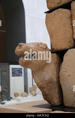 Mausolée de Pozo Moro. La civilisation ibérique. 6ème siècle avant JC. Détail de l'écran. Lion. Chinchilla de Monte-Aragon. L'Espagne. Musée national d'archéologie, Banque D'Images