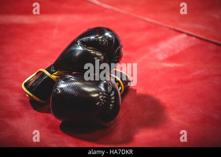 Paire de gants de boxe noir Banque D'Images