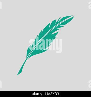 Plume d'écriture de l'icône. Avec fond gris vert. Vector illustration. Illustration de Vecteur