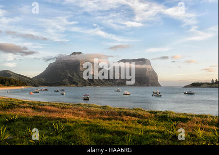 Vue sur le Mont Gower et Mt Lidgbird, l'île Lord Howe, NSW, Australie Banque D'Images