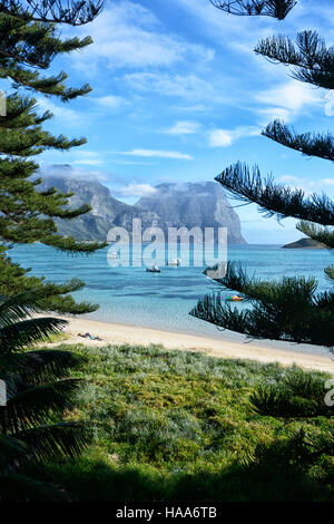 Vue sur le Mont Gower, dans la lagune, l'île Lord Howe, NSW, Australie Banque D'Images