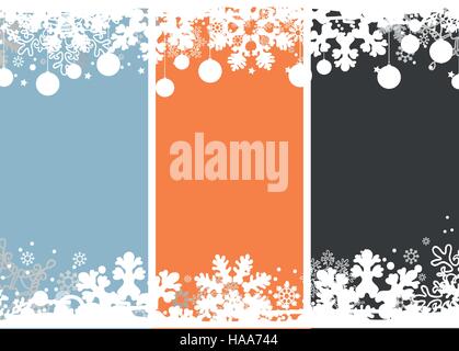 Ensemble d'hiver Maison de Noël et Nouvel An Arrière-plan avec des flocons et boules de Noël Illustration de Vecteur