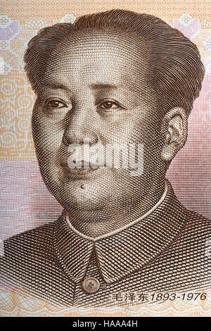 Mao Zedong - Mao Tsé-toung portrait d'argent chinois Banque D'Images