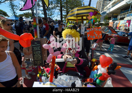 Scary clown à l'cooly rocks on retro rock'n roll festival à Coolangatta sur la Gold Coast du Queensland Banque D'Images