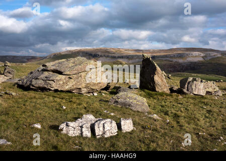 Norber les pierres, blocs erratiques glaciaires, près de Lowick Green, North Yorkshire, UK Banque D'Images