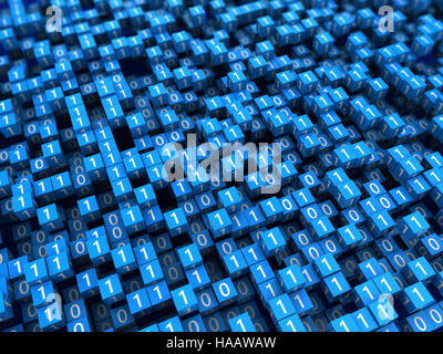 abstract 3d illustration of binary cubes background Banque D'Images