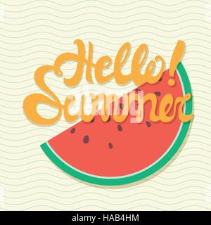 Hello summer poster, lettrage en contexte conceptuel Illustration de Vecteur