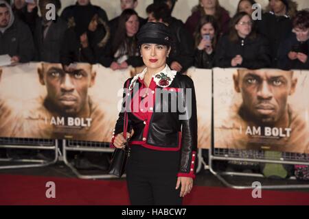 Londres, Grossbritannien. 28 Nov, 2016. Salma Hayek participe à 'Je suis Äò 'vis Äô Première mondiale à Leicester Square à Londres, Angleterre (28/11/2016). | Verwendung weltweit © dpa/Alamy Live News Banque D'Images