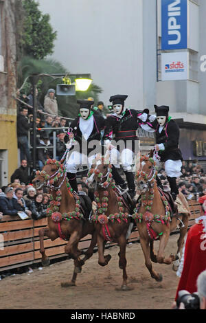 Exposition Pariglie Sartiglia, fête, Oristano, Sardaigne, Italie Banque D'Images