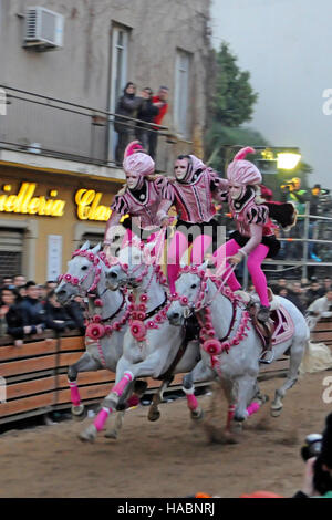 Exposition Pariglie Sartiglia, fête, Oristano, Sardaigne, Italie Banque D'Images