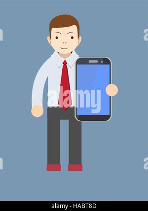 Office worker montrant un écran de téléphone intelligent Illustration de Vecteur