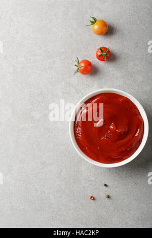 Sauce tomate, piment rouge fond alimentaire Banque D'Images