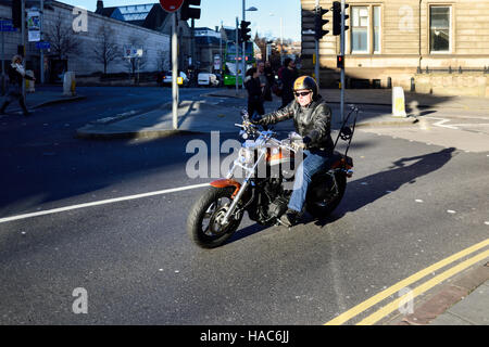 Pilote moto Harley Davidson ,UK. Banque D'Images