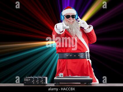 Mixage Dj santa claus de l'esprit de Noël Banque D'Images