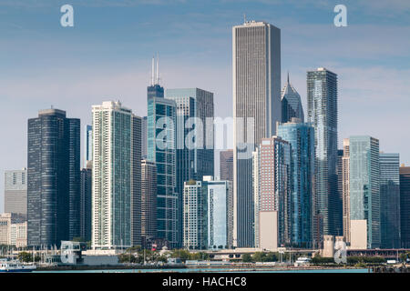 Horizon de Chicago sur le lac Michigan. Comprend le principal quartier du centre-ville de Chicago. Banque D'Images