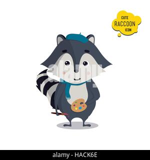 Le raton laveur mignon universel défini avec la famille raton laveur Illustration de Vecteur