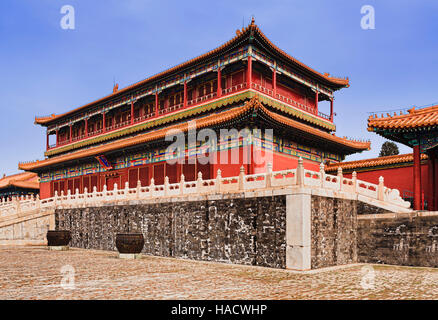 Chinois traditionnel palais historique datant de l'époque de l'empereur dynastie dans la Cité Interdite de Chine, Beijing. Banque D'Images