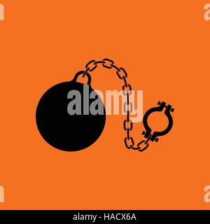 Fetter avec ball icône. Fond orange avec du noir. Vector illustration. Illustration de Vecteur