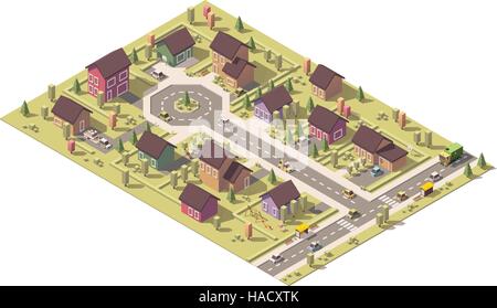 Vector poly faible isométrique suburb Illustration de Vecteur