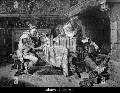 Bardolph et Sir John Falstaff, sont des personnages de fiction qui apparaît dans trois pièces de William Shakespeare, illustration publié en 1880 Banque D'Images