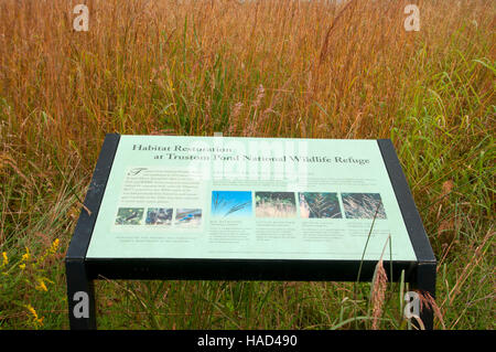 Conseil d'interprétation, Trustom Pond National Wildlife Refuge, Rhode Island Banque D'Images