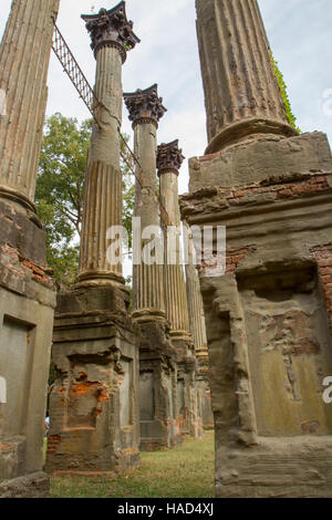 Les détails architecturaux de Windsor ruines en milieu rural Mississippi. Banque D'Images