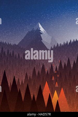 Nature paysage abstrait. Les incendies de forêt et de montagne. Désastre. Vector illustration. Les éléments sont séparément en couches en fichier vectoriel. Illustration de Vecteur