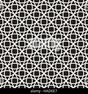 Circle Line qui se chevauchent Lattice. Seamless Vector motif en noir et blanc. Illustration de Vecteur