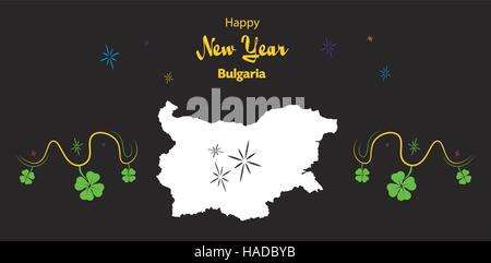 Happy New Year illustration thème avec une carte de la Bulgarie Illustration de Vecteur