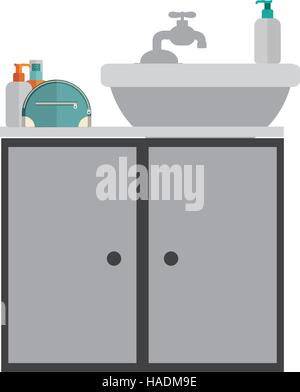 Silhouette de l'échelle de gris avec lavabo cabinet vector illustration Illustration de Vecteur