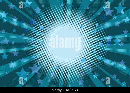 Nuit de stars pop art fond bleu Illustration de Vecteur