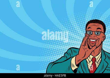 Pop art promo businessman in glasses Illustration de Vecteur