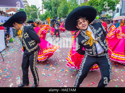 Les participants à une parde au cours de la 23e International Mariachi Charros & festival à Guadalajara, Mexique Banque D'Images