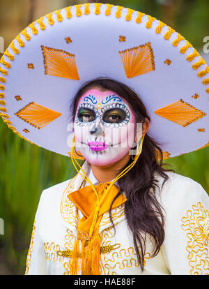 Participant à un carnaval de la Fête des Morts à Oaxaca, Mexique Banque D'Images