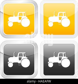 L'icône carré ensemble tracteur sur fond blanc. Vector illustration. Illustration de Vecteur