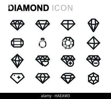 Ligne vectorielle diamond icons set sur fond blanc Illustration de Vecteur