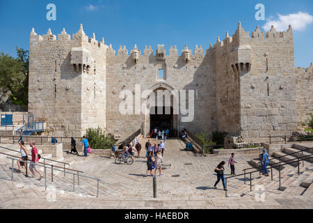 Porte de Damas, dans la vieille ville, Jérusalem, Israël Banque D'Images