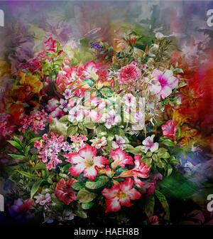 Résumé des fleurs colorées de l'aquarelle. Des fleurs de printemps Banque D'Images