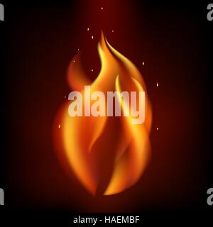 Feu rouge flamme sur fond noir. Illustration de Vecteur