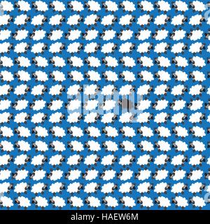 Le mouton noir de la famille (troupeau de moutons blancs) Illustration de Vecteur