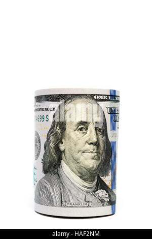 Benjamin Franklin détails sur cent dollars stash isolé avec copyspace Banque D'Images