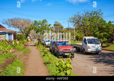 Atamu Tekena Road, Hanga Roa, l'île de Pâques Banque D'Images