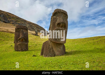 La carrière de Rano Raraku, île de Pâques, Banque D'Images