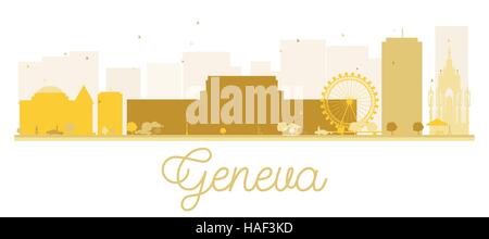 Genève ville silhouette d'or. Vector illustration. Concept simple pour le tourisme présentation, bannière, un placard ou un site web. Les voyages d'affaires Illustration de Vecteur