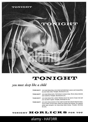 1956 La publicité pour Horlicks Banque D'Images
